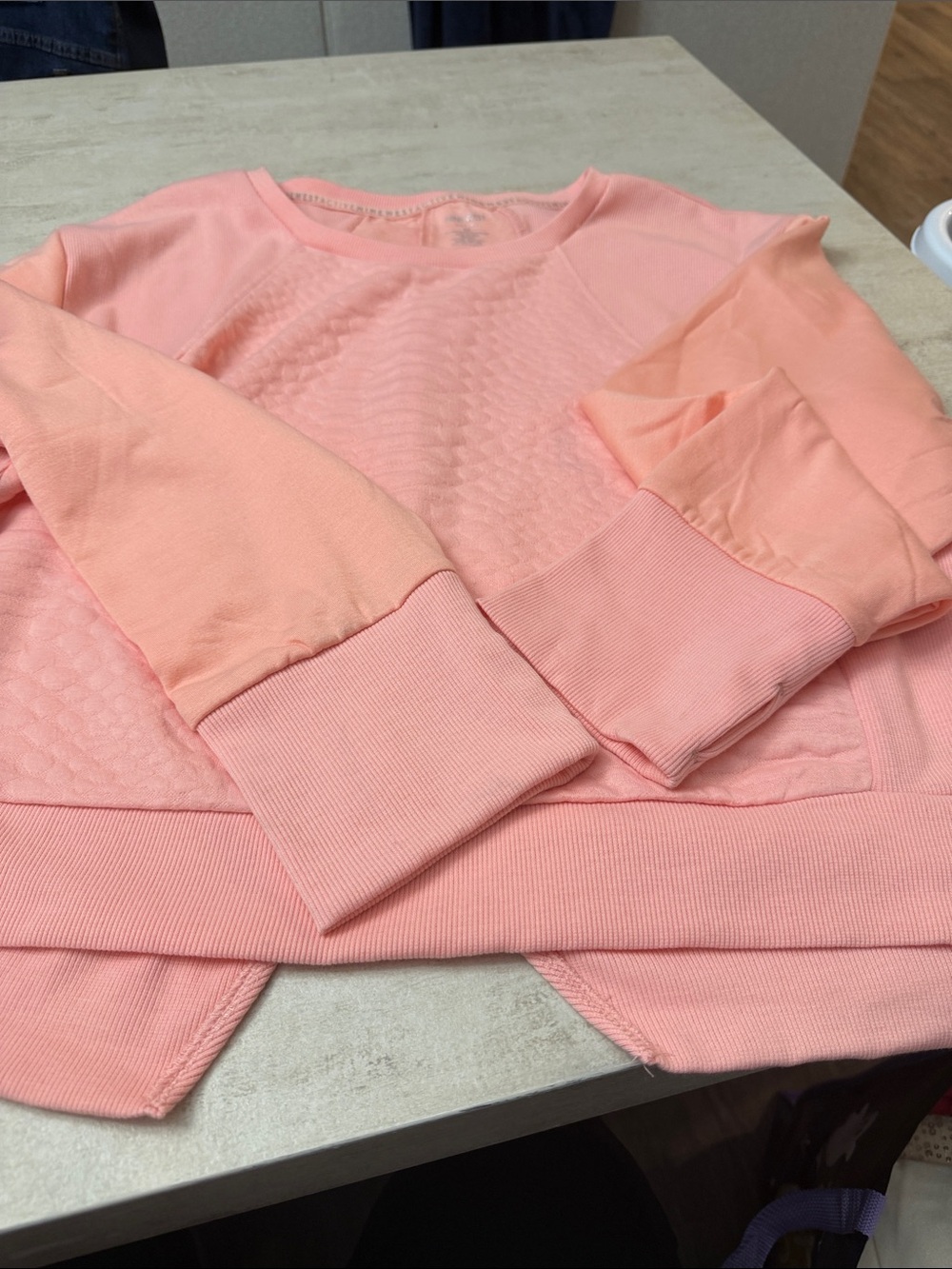 Nine West Light Pink/peach textured Crewneck Sweater